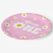 レトロデイジーフラワーグルーヴィワン1歳のパーティー ペーパープレート (アングル)