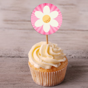 レトロデイジーフラワーシール ラウンドシール