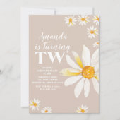 レトロデイジーフラワーズセカンドバースデーパーティー 招待状 (正面)