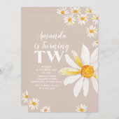 レトロデイジーフラワーズセカンドバースデーパーティー 招待状 (正面/裏面)