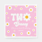 レトロデイジーフラワーツーグルーヴィー2番目の誕生日パーティー スタンダードランチョンナプキン (正面)