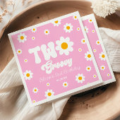 レトロデイジーフラワーツーグルーヴィー2番目の誕生日パーティー スタンダードランチョンナプキン