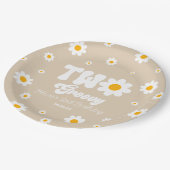 レトロデイジーフラワーツーグルーヴィー2番目の誕生日パーティー ペーパープレート (アングル)