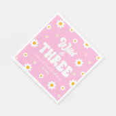 レトロデイジーフラワーワイルド&3歳パーティー スタンダードランチョンナプキン (角)