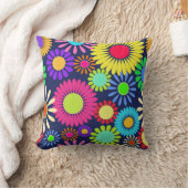 レトロデイジーフラワー60年代の表面模様 クッション (ブランケット)