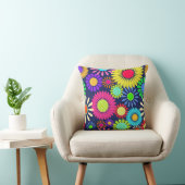レトロデイジーフラワー60年代の表面模様 クッション (椅子)