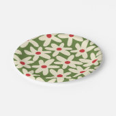 レトロデイジーフローラクリスマスパターン ペーパープレート (アングル)