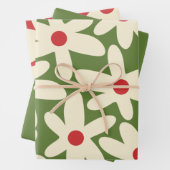 レトロデイジーフローラクリスマスパターン ラッピングペーパーシート (インサイチュ)