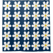 レトロデイジーフローラルパターン シャワーカーテン (正面)