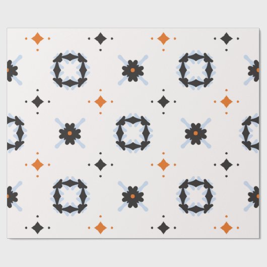 レトロデイジーフローラヴィンテージパターンハンドドロー海 ラッピングペーパー (フラット)