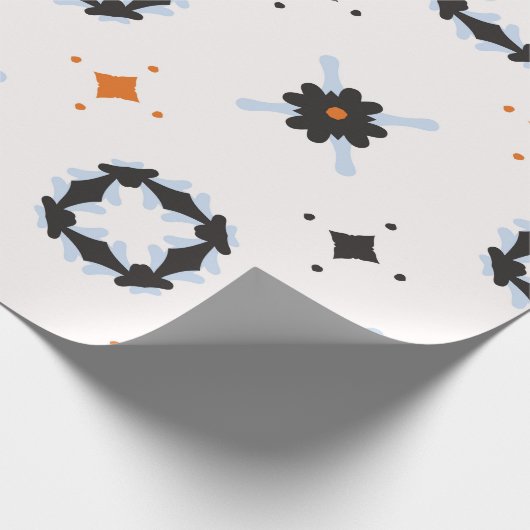 レトロデイジーフローラヴィンテージパターンハンドドロー海 ラッピングペーパー (角)