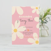 レトロデイジーフローラ子供の誕生日 招待状 (スタンド正面)