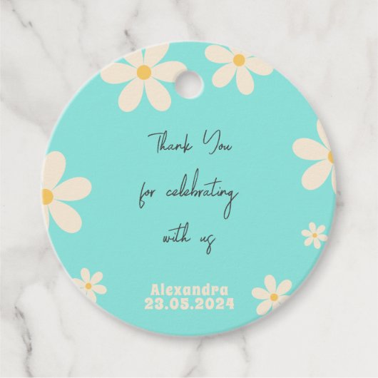 レトロデイジーフローラ感謝してい子供の誕生日you フェイバータグ (正面)