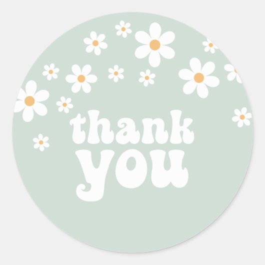 レトロデイジーフローラ誕生日感謝お願い ラウンドシール (正面)