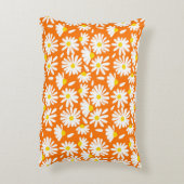 レトロデイジーフローラ:オレンジ色ヴィンテージ。 アクセントクッション (裏面(縦))