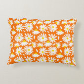レトロデイジーフローラ：オレンジ色ヴィンテージ。 アクセントクッション (裏面)