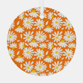レトロデイジーフローラ：オレンジ色ヴィンテージ。 ガラスオーナメント (裏面)