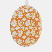 レトロデイジーフローラ：オレンジ色ヴィンテージ。 ガラスオーナメント (正面右)