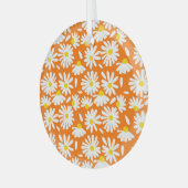 レトロデイジーフローラ：オレンジ色ヴィンテージ。 ガラスオーナメント (正面左)
