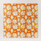 レトロデイジーフローラ:オレンジ色ヴィンテージ。 ジグソーパズル (横)