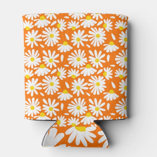 レトロデイジーフローラ:オレンジ色ヴィンテージ。 缶クーラー (裏面)