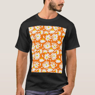 レトロデイジーフローラ:オレンジ色ヴィンテージ。 Tシャツ