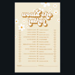 レトロデイジーブライダルシャワーゲームフライヤー チラシ<br><div class="desc">花嫁の最高のブライダルを知って"彼女はむしろ"シャワーゲーム。レトロデイジーデザイン。</div>