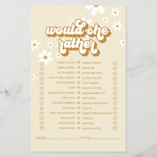 レトロデイジーブライダルシャワーゲームフライヤー チラシ