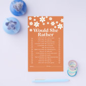 レトロデイジーブライダルシャワーゲームフライヤー チラシ (シングル)