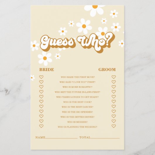 レトロデイジーブライダルシャワーゲーム チラシ (正面)