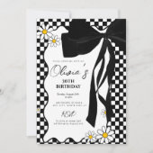 レトロデイジーブラックボウ30歳の誕生日 招待状 (正面)