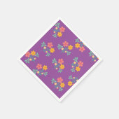 レトロデイジーブーケパターンin紫 スタンダードカクテルナプキン (角)