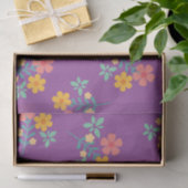 レトロデイジーブーケパターンin紫 薄葉紙 (ギフト)