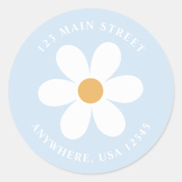 レトロデイジーブ淡い色のルーボー差出人住所ラベル ラウンドシール