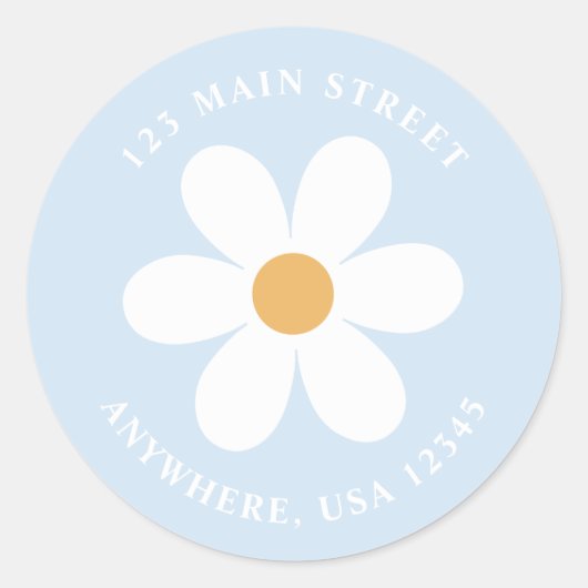 レトロデイジーブ淡い色のルーボー差出人住所ラベル ラウンドシール (正面)