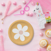 レトロデイジーボホイエロー紙プレート ペーパープレート (パーティー)