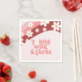 レトロデイジーボホフローラ3歳の誕生日 スタンダードカクテルナプキン (インサイチュ)