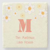 レトロデイジーモノグラム ストーンコースター (正面)