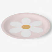 レトロデイジーライトピンクボー紙プレート ペーパープレート (アングル)