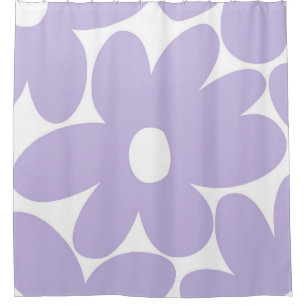 レトロデイジーラベンダーの花#1 #floral #art シャワーカーテン