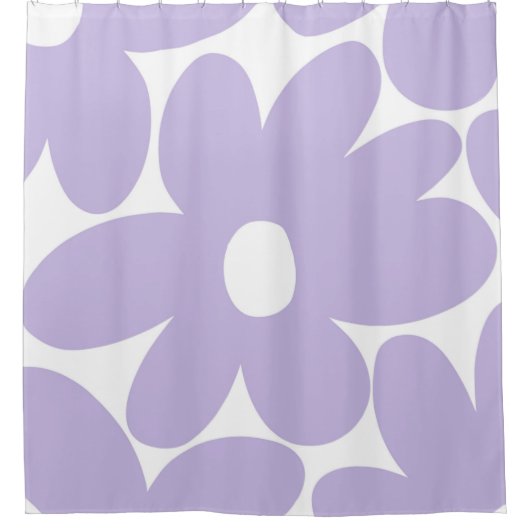 レトロデイジーラベンダーの花#1 #floral #art シャワーカーテン (正面)