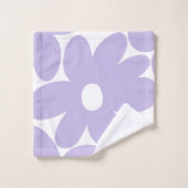 レトロデイジーラベンダーの花#1 #floral #art バスタオルセット (ウォッシュタオル)