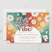 レトロデイジーレインボーの5歳の誕生日 | Five is a Vibe 招待状 (正面)