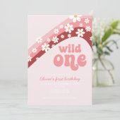 レトロデイジーワイルドワンボホフローラ最初の誕生日 招待状 (スタンド正面)