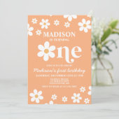 レトロデイジーワンフローラ1st誕生日招待状 招待状 (スタンド正面)