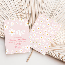 レトロデイジーワンフローラ1st誕生日招待状 招待状