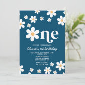 レトロデイジーワンフローラ1st誕生日招待状 招待状 (スタンド正面)