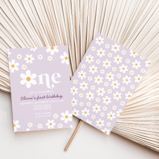 レトロデイジーワンフローラ1st誕生日 招待状