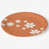 レトロデイジー光燃焼オレンジ色のフローラ紙プレート ペーパープレート (アングル)