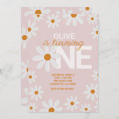 レトロデイジー最初のバースデーパーティ招待状 招待状 (正面/裏面)